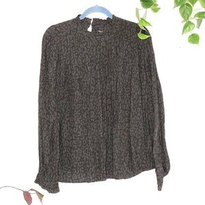 Rails Ariana Charcoal Batik Cheetah Blouse Top Black Animal Print Medium